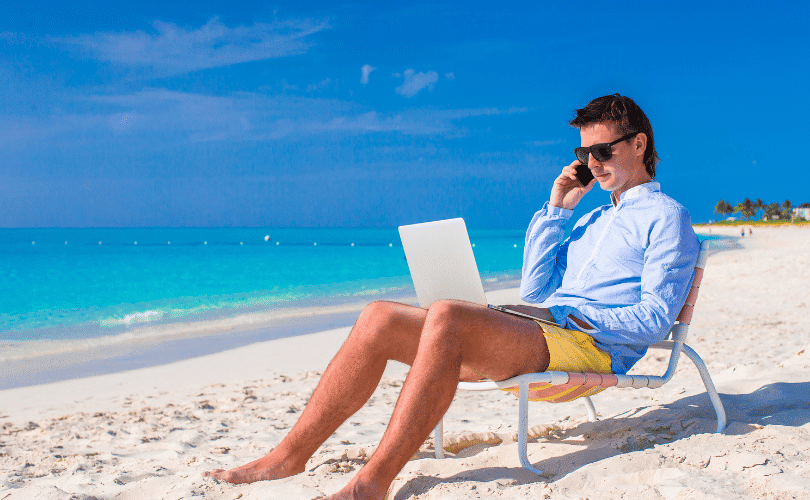 Entrepreneur sur une plage à Maurice